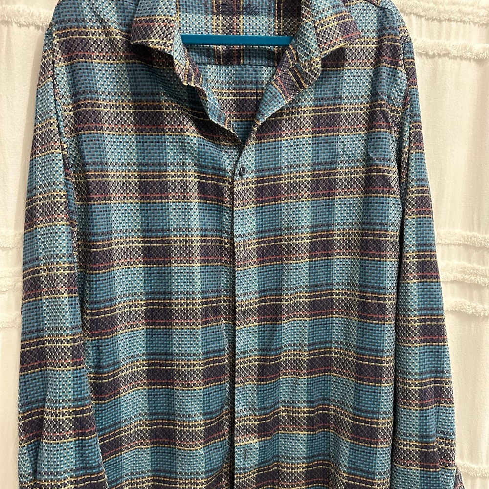 Men's Blue/teal Plaid Shirt